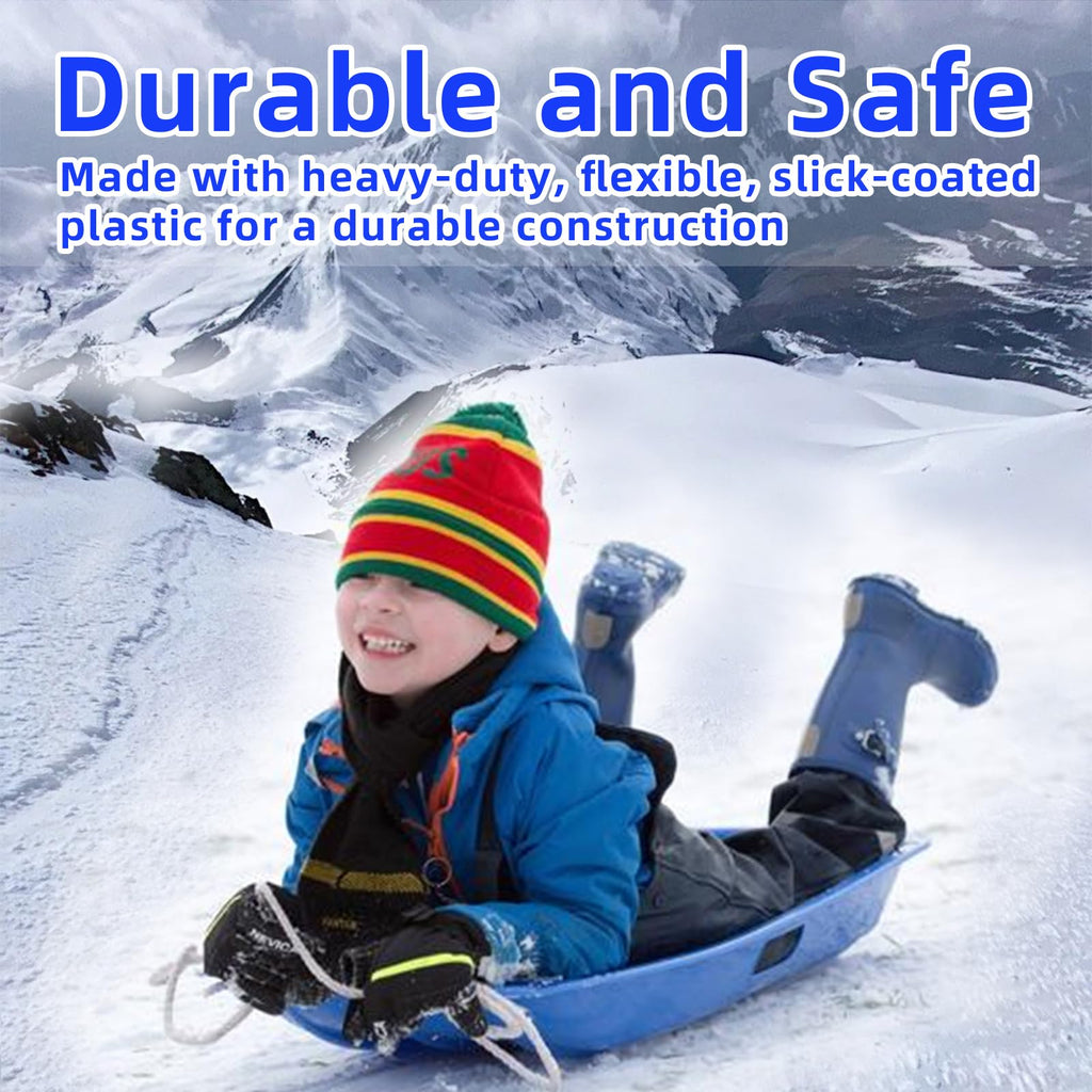 35 Inch 2-Person Plastic Snow Sled with Pull Rope J4143
