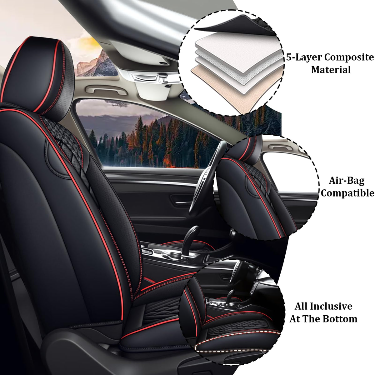 Waterproof Nappa Leather Full Set Car Seat Covers K6718