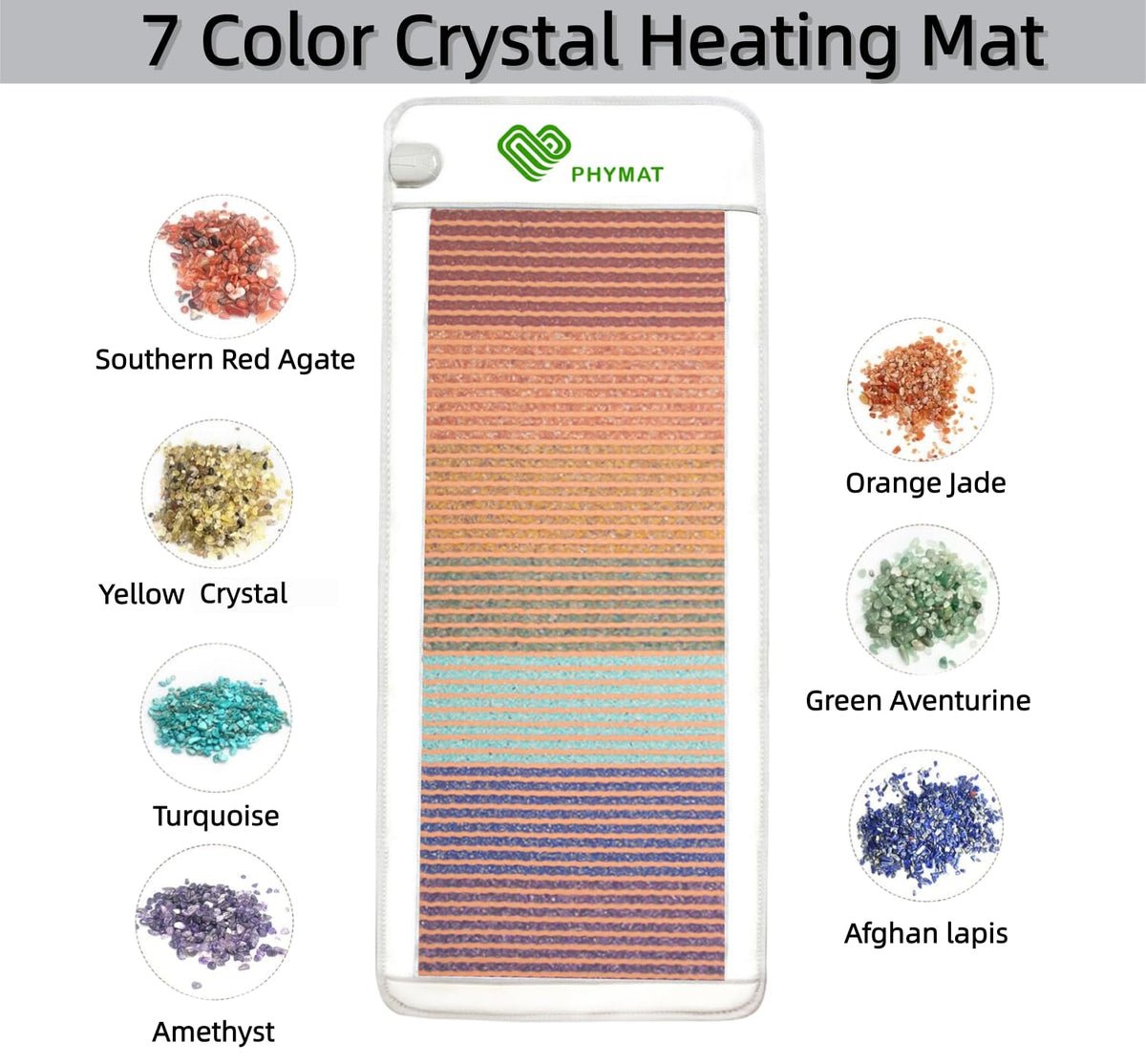 7-Chakra Gemstone Far Infrared Crystal Heating Mat J937258