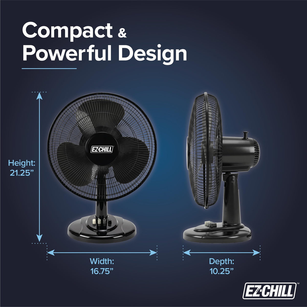 16" 3-Speed Oscillating Table Fan Black T25813