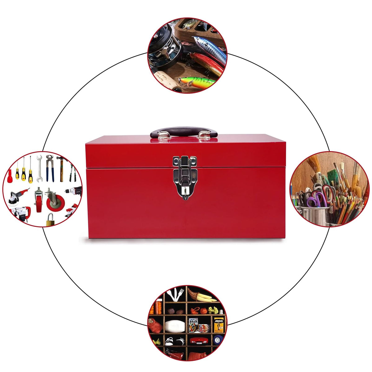 16" Small Metal Tool Box with Latch Closure N32151