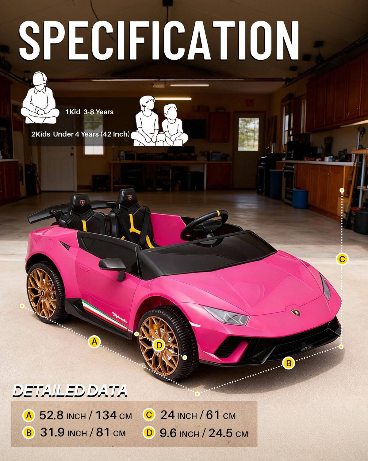 Pink 24V 2 Seater Kids Ride on Car G723