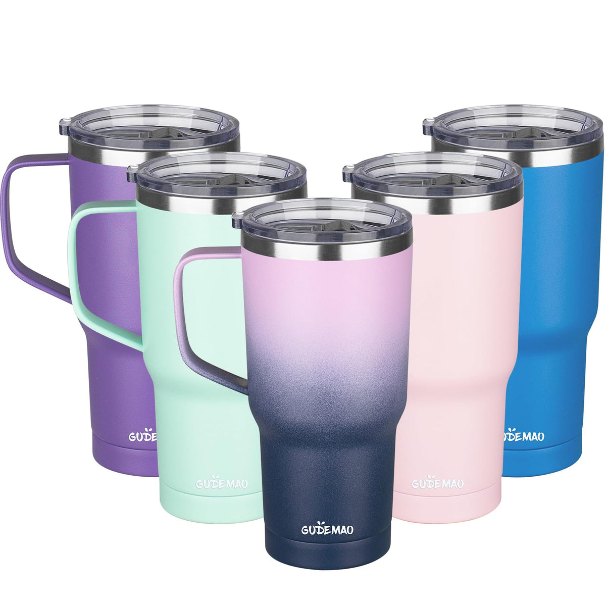20 oz Insulated Stainless Steel Travel Mug with Handle Lid and Straw N7106