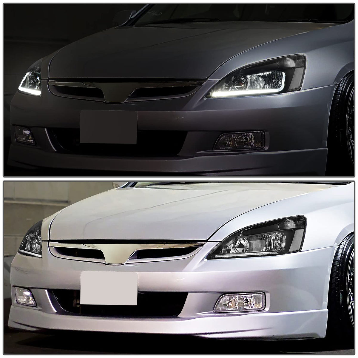 Black Headlight Assembly with LED Day Running Light P383