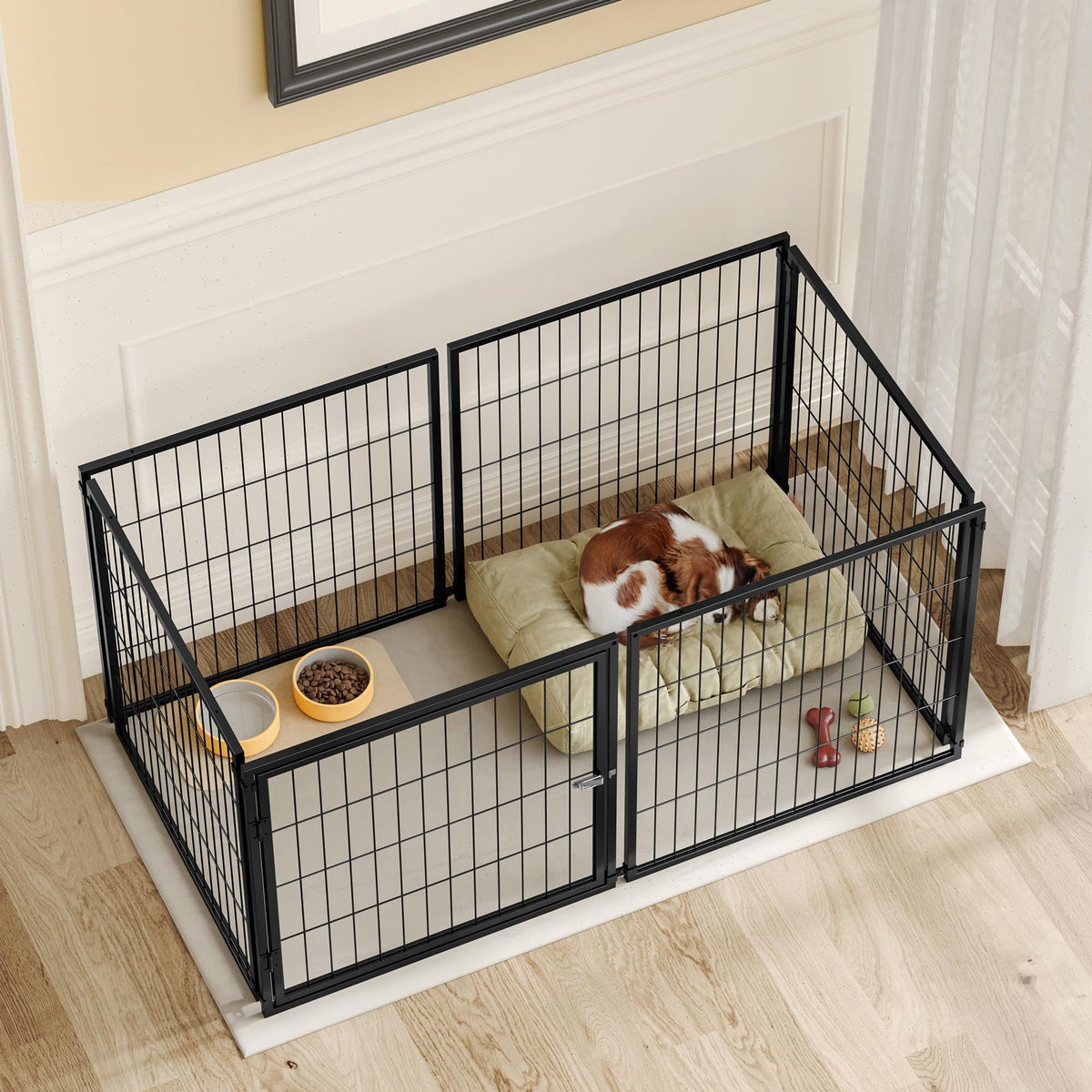 48 Inch Black Metal Dog Crate with Removable Top Cover G5819