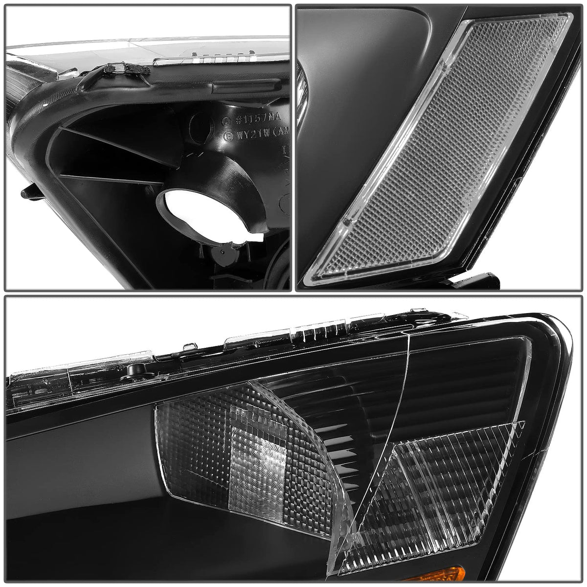 Black Headlight Assembly with LED Day Running Light P383