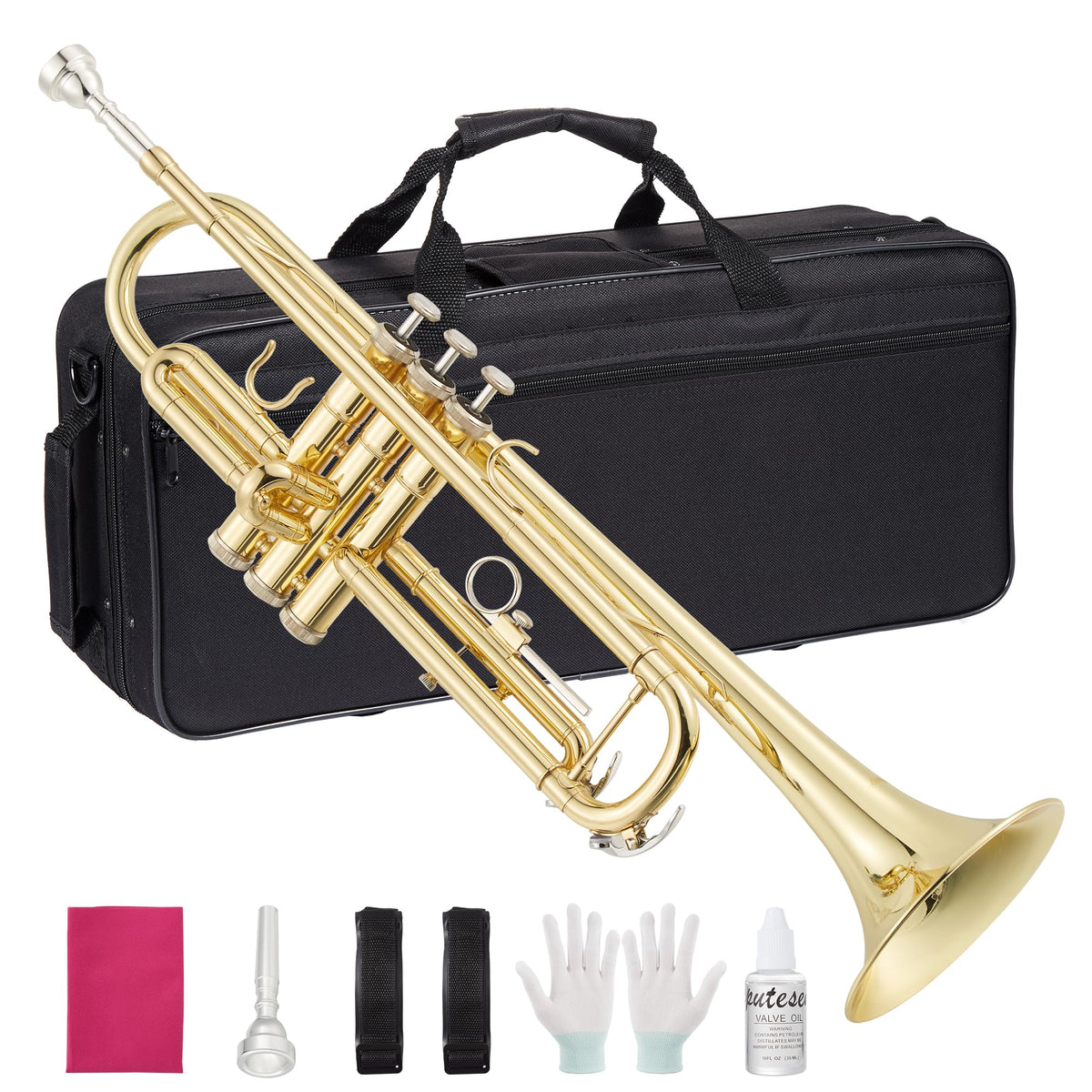 Gold Lacquer Brass Trumpet with Hard Case Y2280