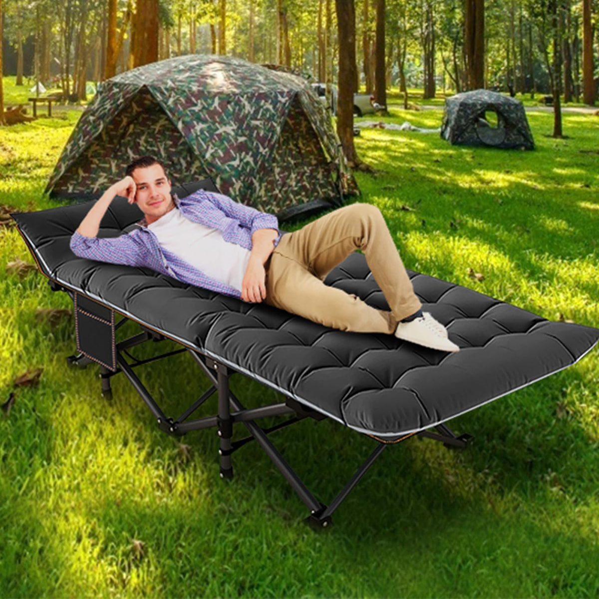 Folding Camping Cot with Mattress X494