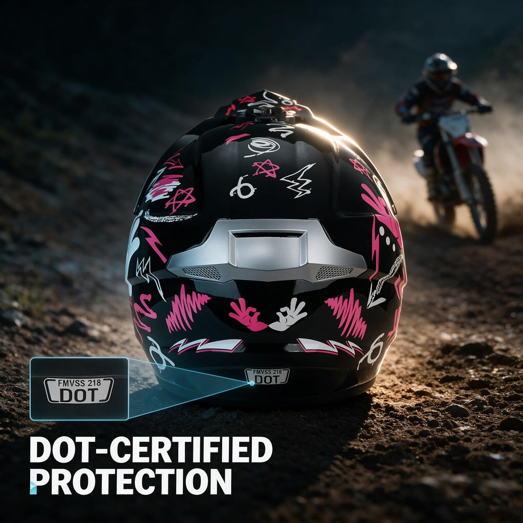 Youth Dirt Bike Helmet DOT Full Face Motocross 4-Piece Set H35463