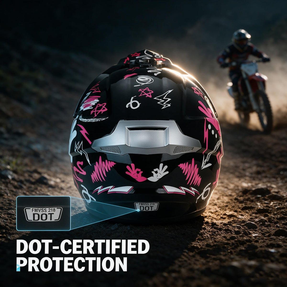 Youth Dirt Bike Helmet DOT Full Face Motocross 4-Piece Set H35463