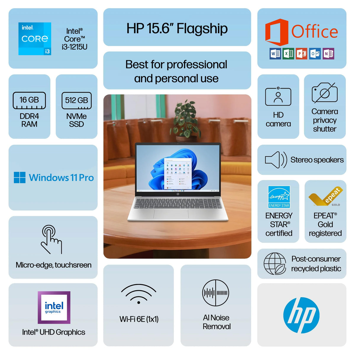 15.6" HD Touchscreen 6-Core i3 16GB RAM 1TB Storage Laptop K86208