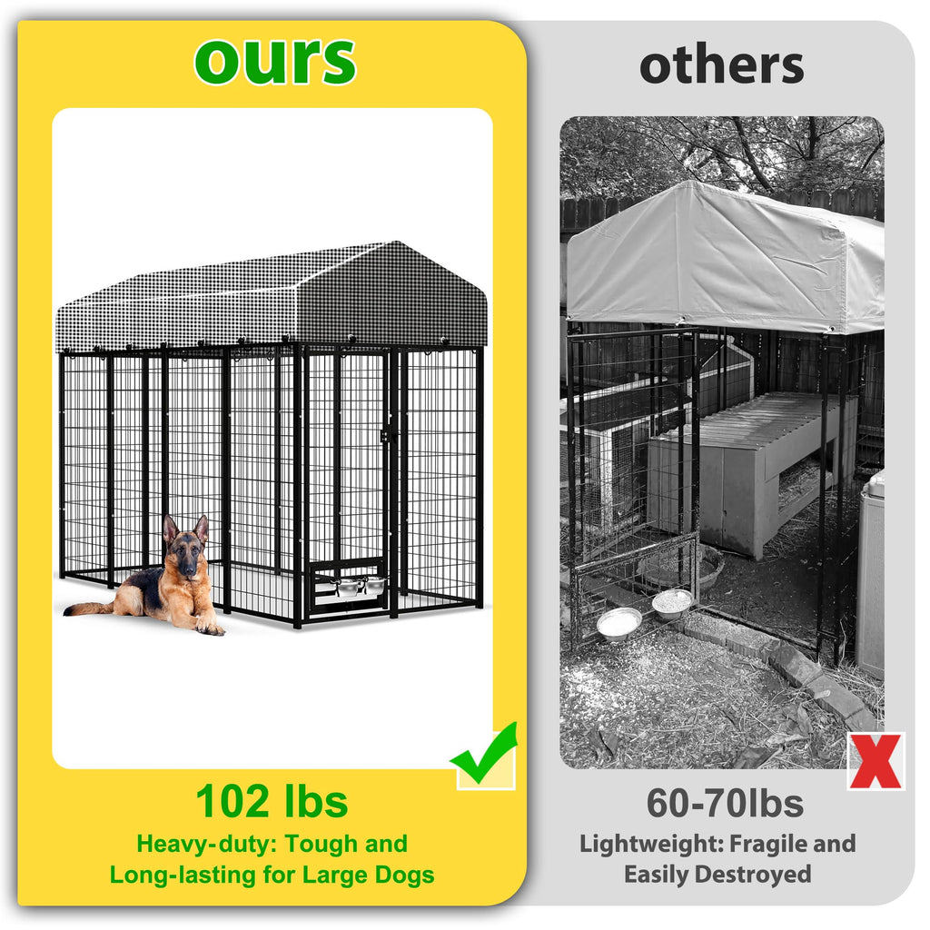 Large Outdoor Dog Kennel with Roof Cover J8889