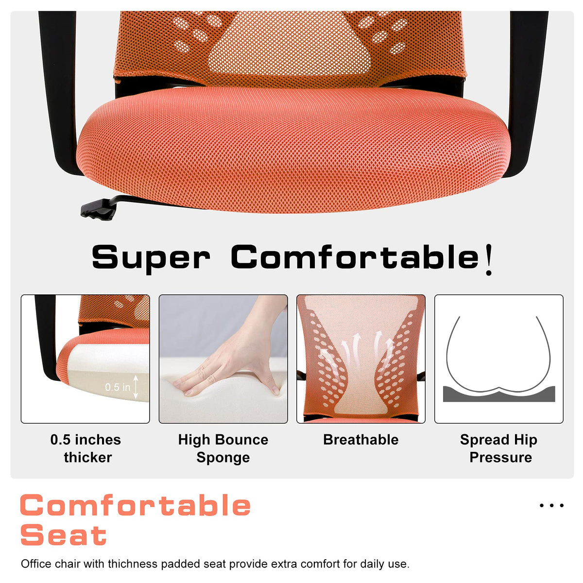 Orange Mesh Ergonomic Office Chair with Lumbar Support H71796