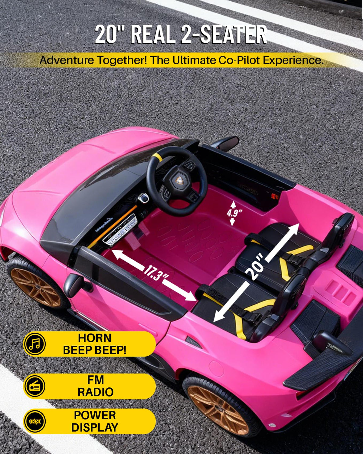 Pink 24V 2 Seater Kids Ride on Car G723