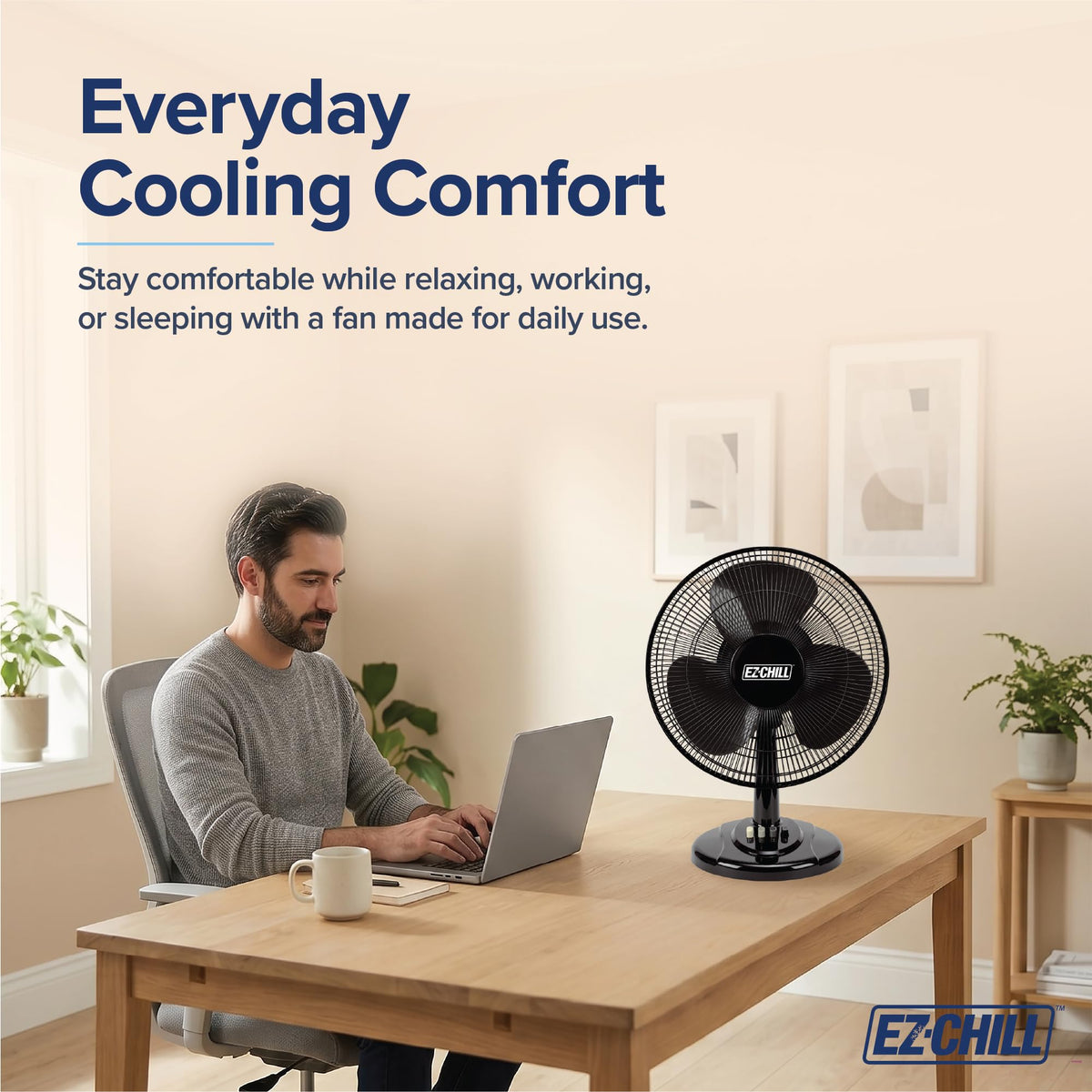 16" 3-Speed Oscillating Table Fan Black T25813