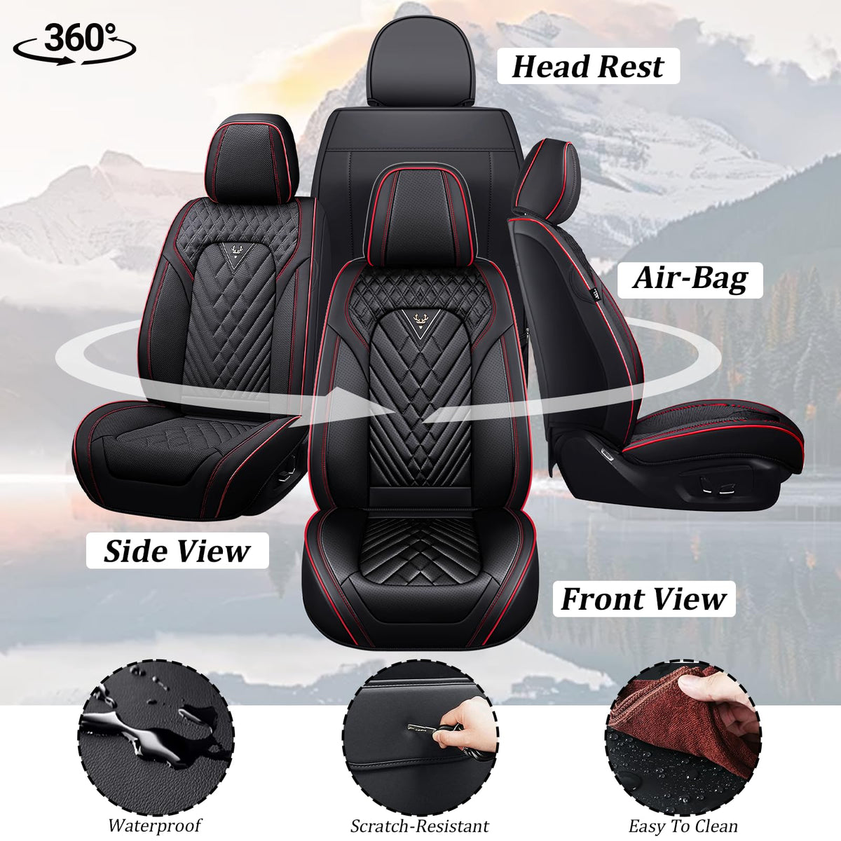 Waterproof Nappa Leather Full Set Car Seat Covers K6718