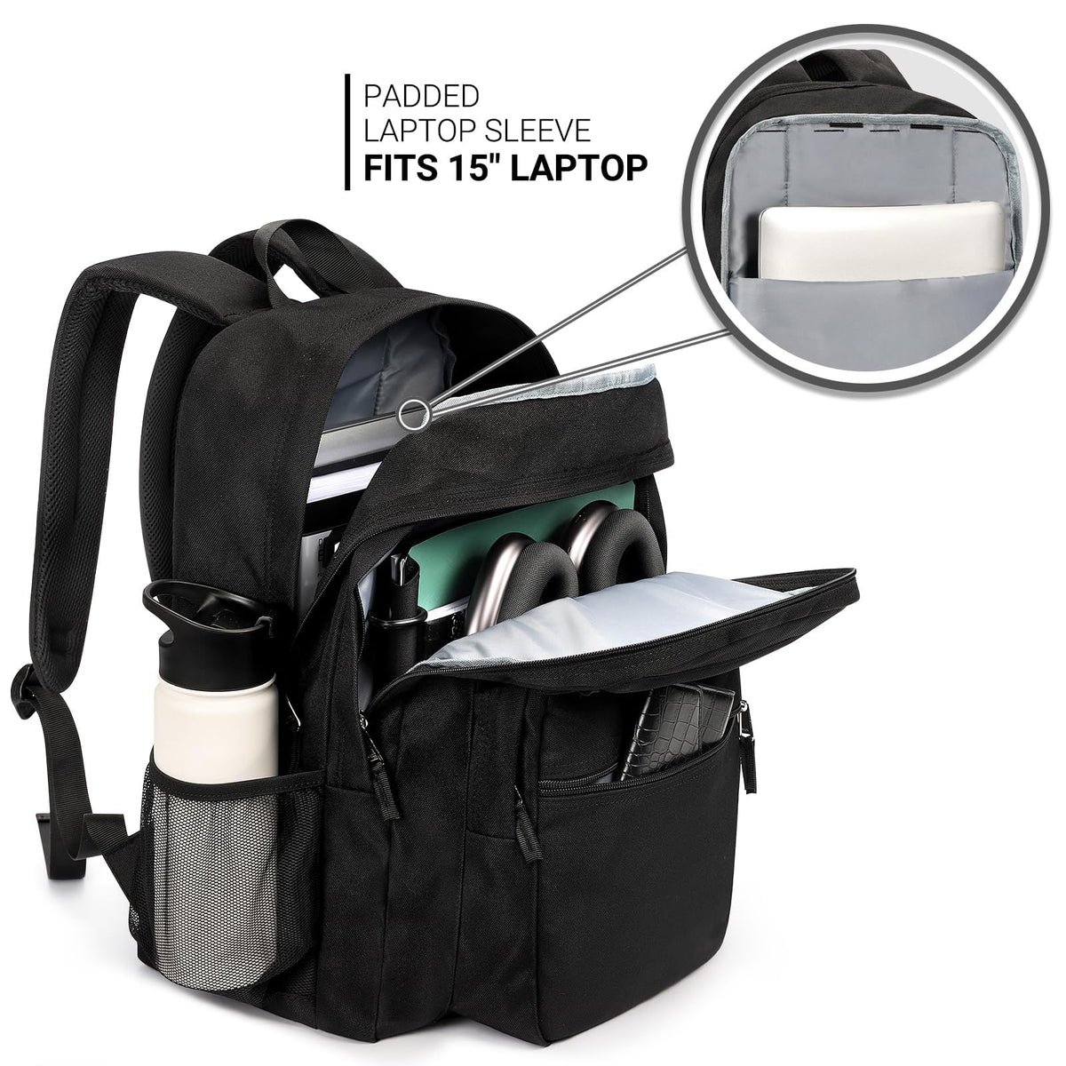 Black 26L Water Resistant Backpack S415166