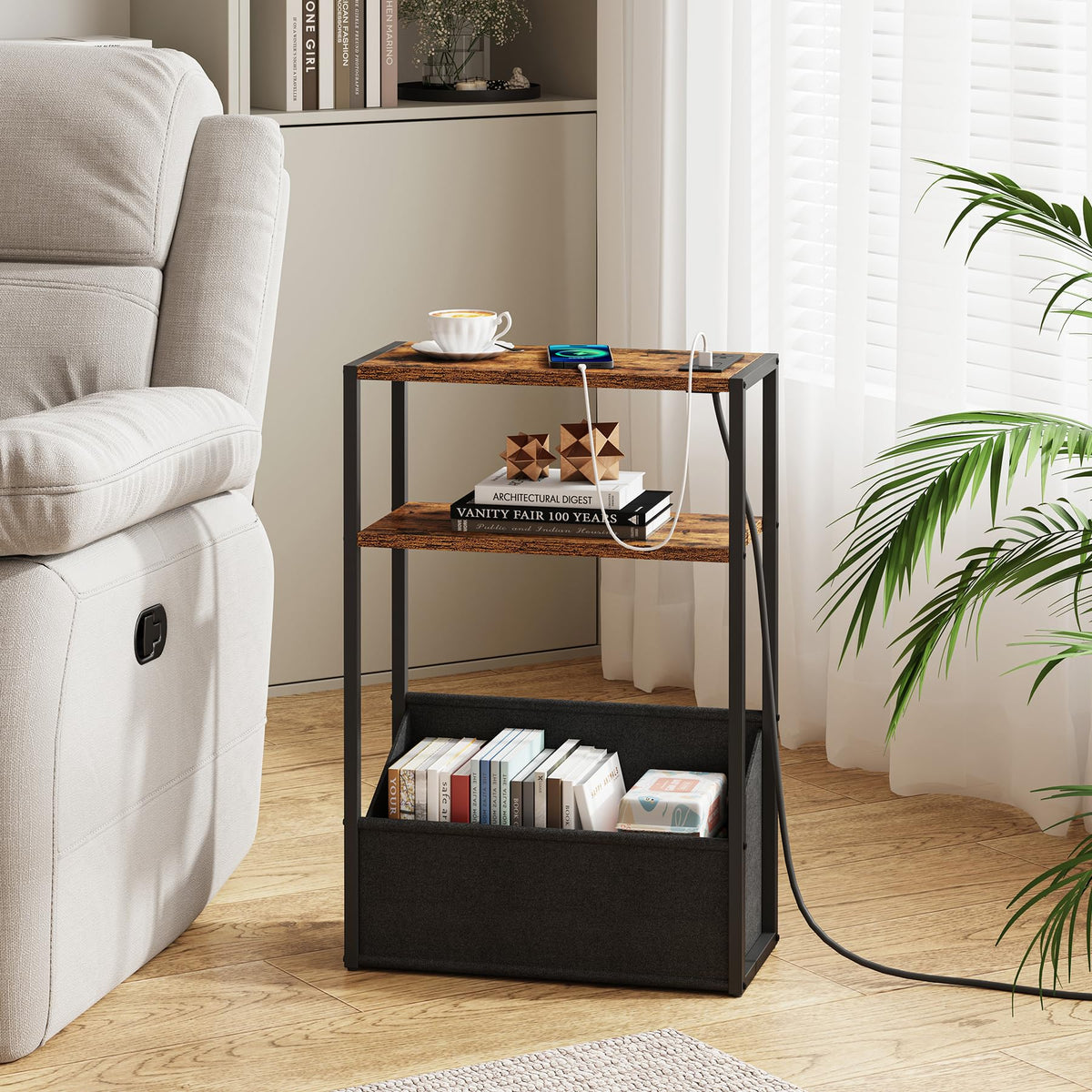 Narrow Side Table with Charging Station X31794