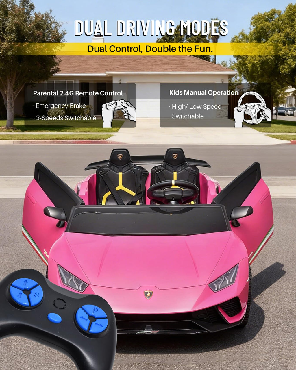 Pink 24V 2 Seater Kids Ride on Car G723