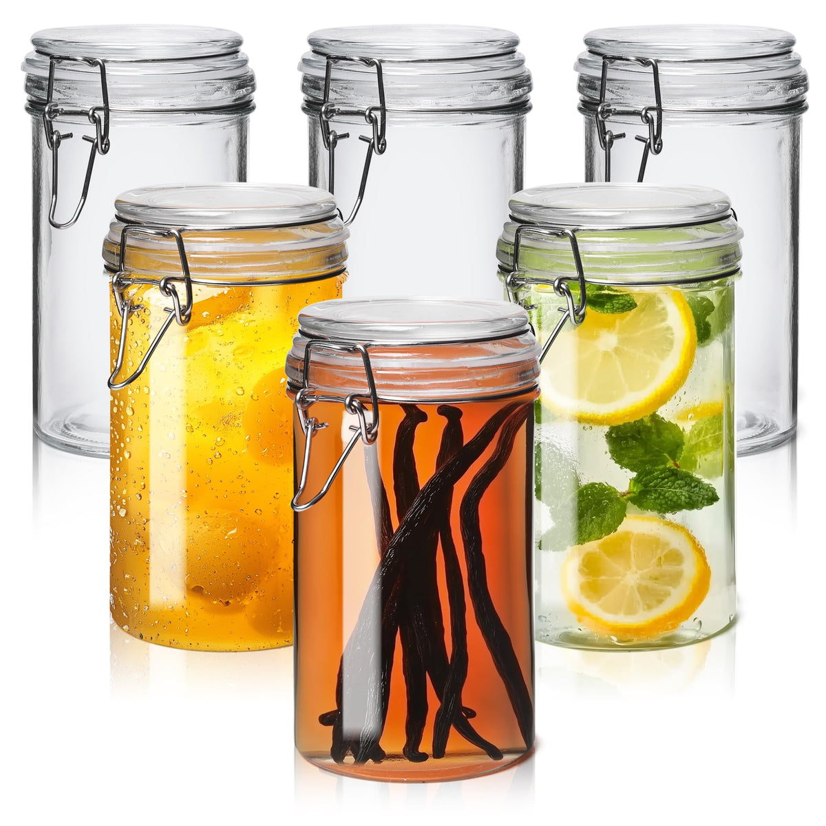 16 oz Glass Jars with Airtight Lids 6 Pack B3162