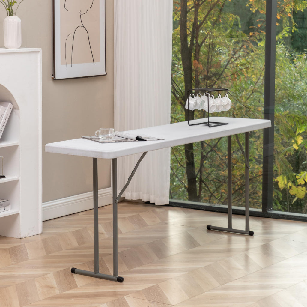 White Plastic Folding Table Set of 2 T381208
