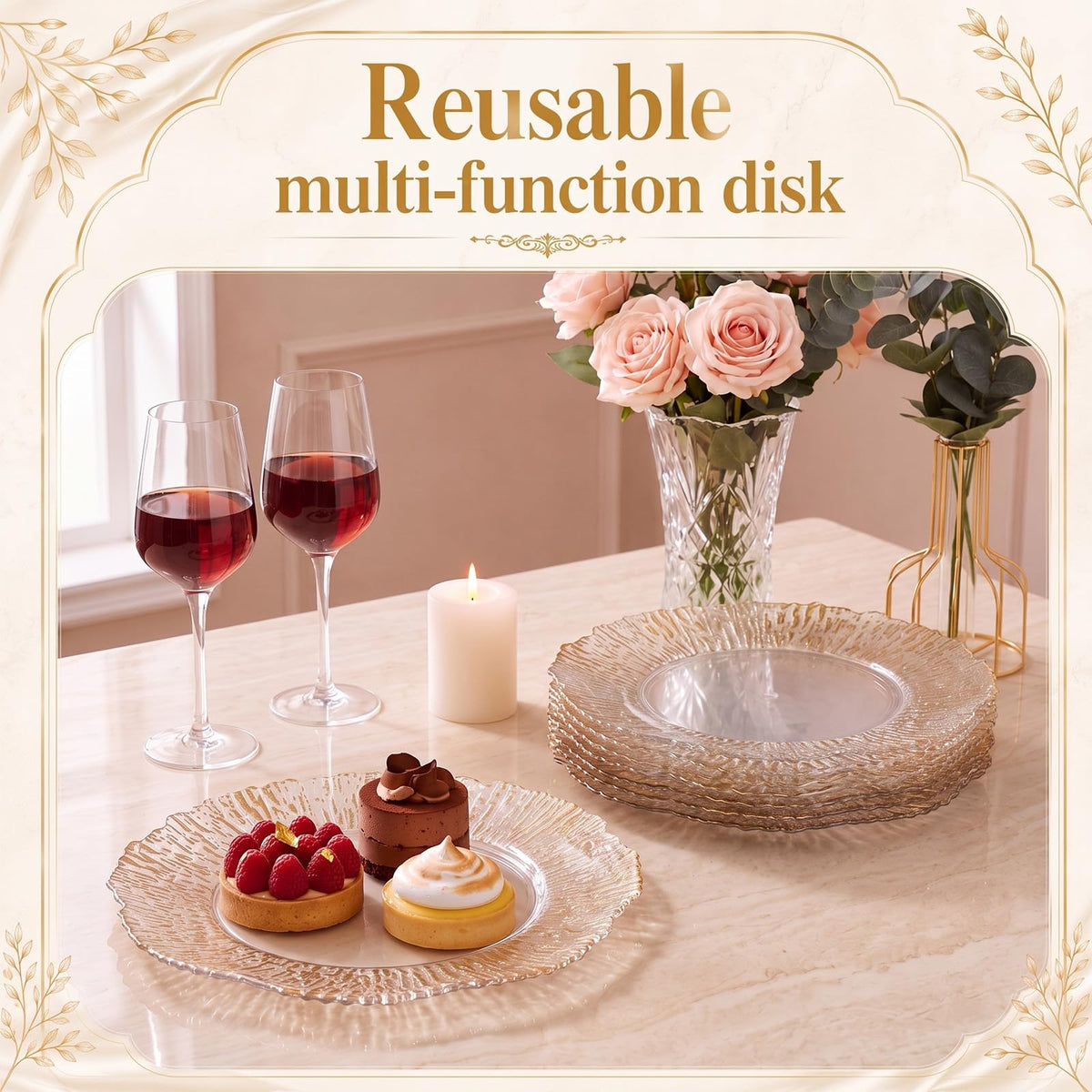 12 Pcs Baroque Plastic Charger Plates T280