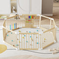 Foldable Wooden Baby Playpen with Locking Gate K40486