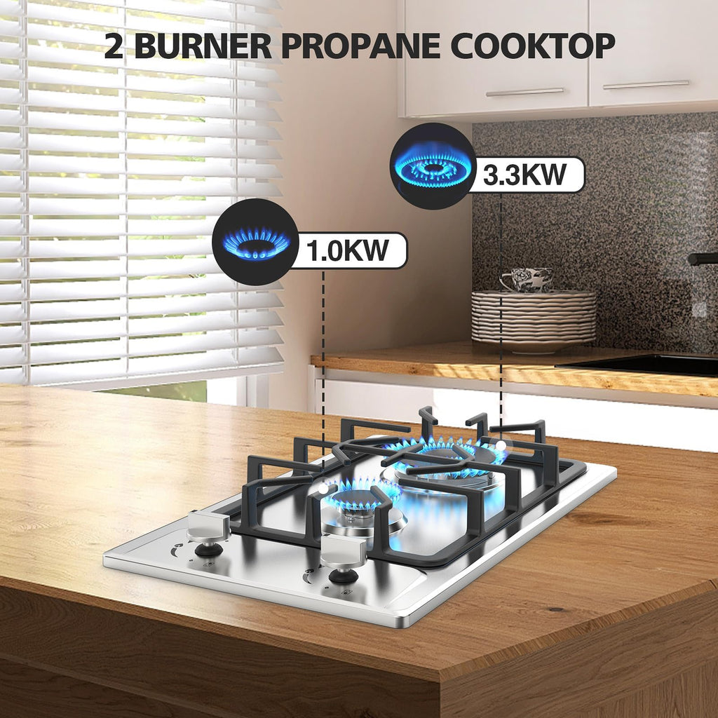 2 Burner Propane Gas Cooktop Stainless Steel L843