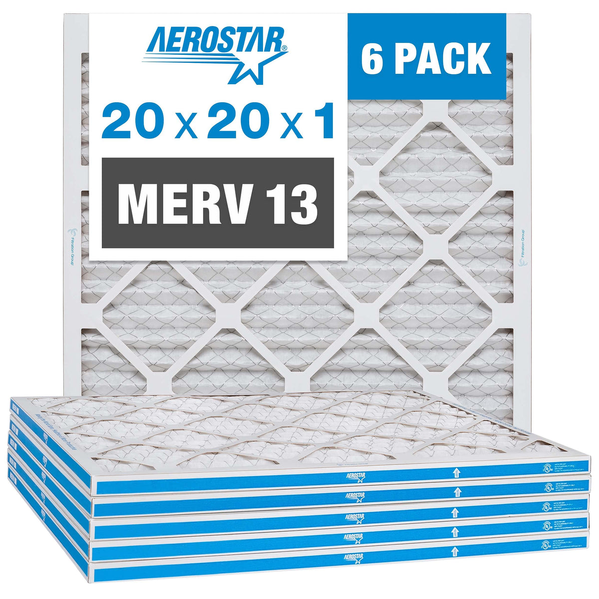 20-Inch 3-Speed Box Fan & 20x20x1 MERV 13 Pleated Air Filter 6 Pack P1216