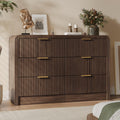 47" Walnut Fluted 6-Drawer Dresser T4429