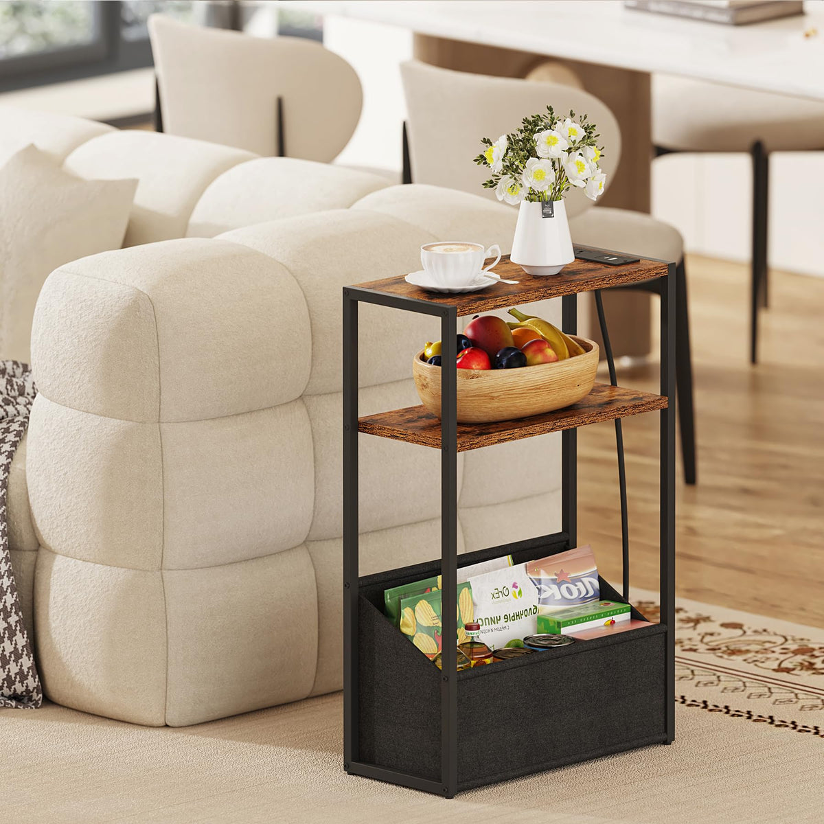 Narrow Side Table with Charging Station X31794