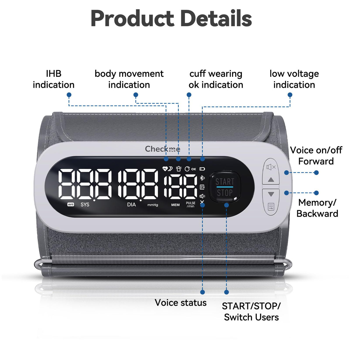 Rechargeable Automatic Upper Arm Blood Pressure Monitor T23874