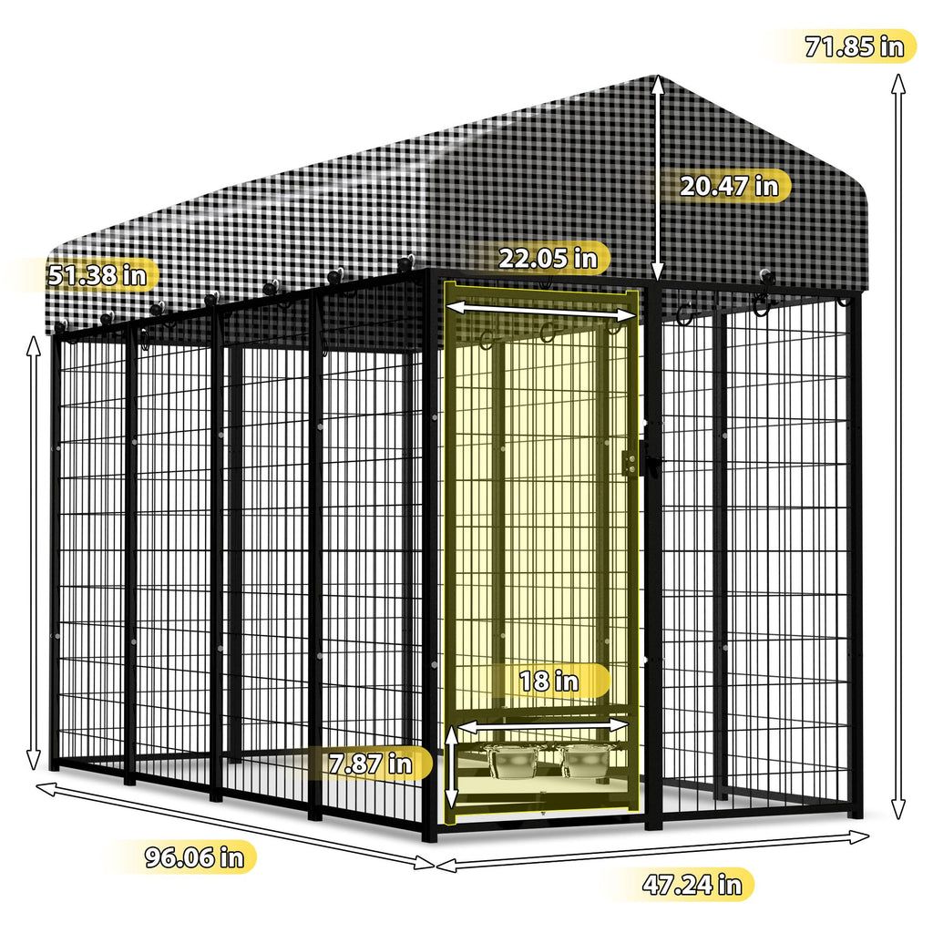 Large Outdoor Dog Kennel with Roof Cover J8889