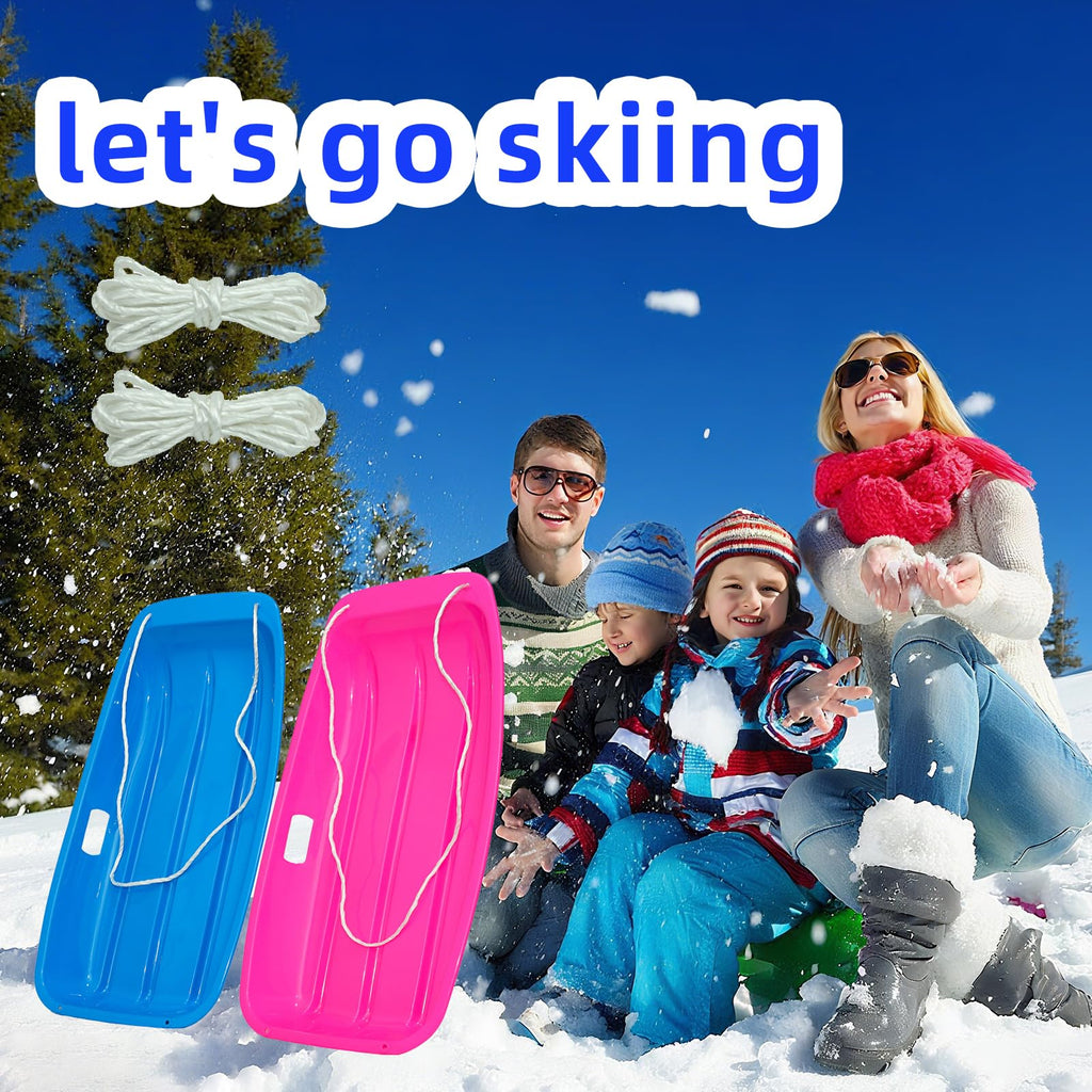 35 Inch 2-Person Plastic Snow Sled with Pull Rope J4143