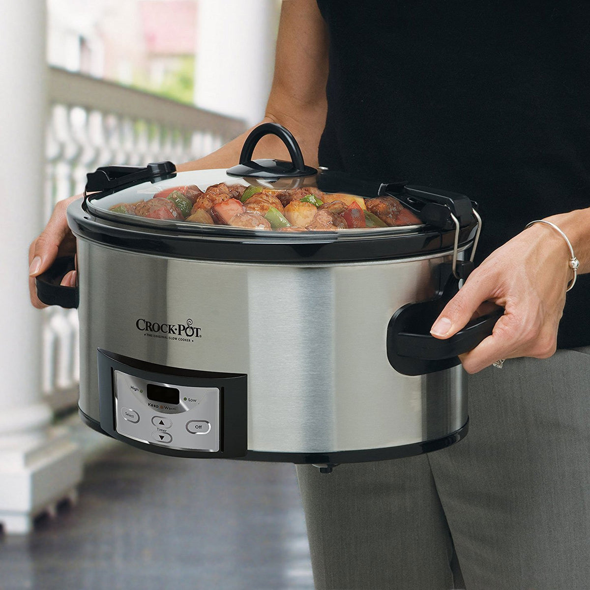 6 Quart Programmable Slow Cooker with Digital Timer Stainless Steel T98031
