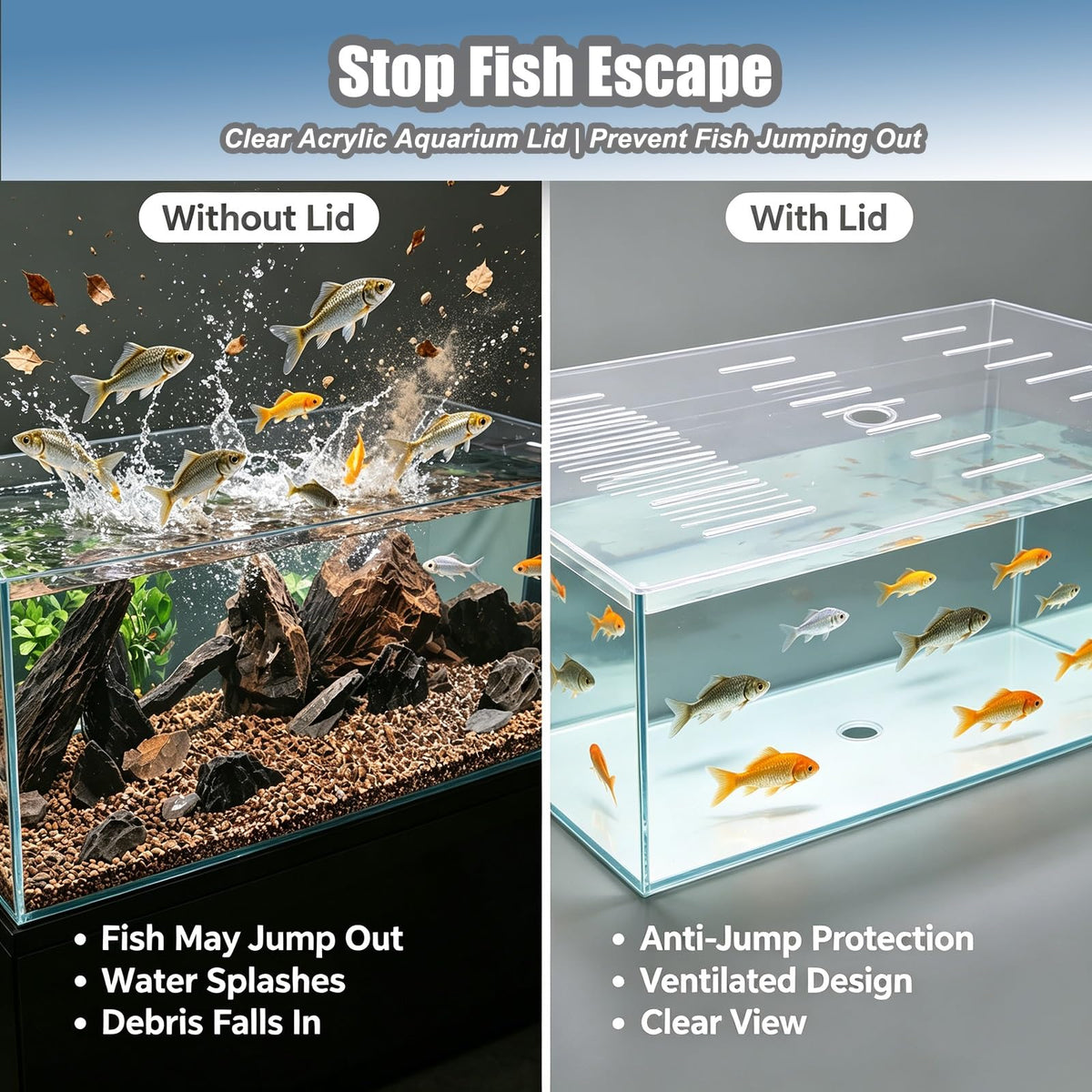 Clear Acrylic Aquarium Lid for 10-55 Gallon Tanks F106133