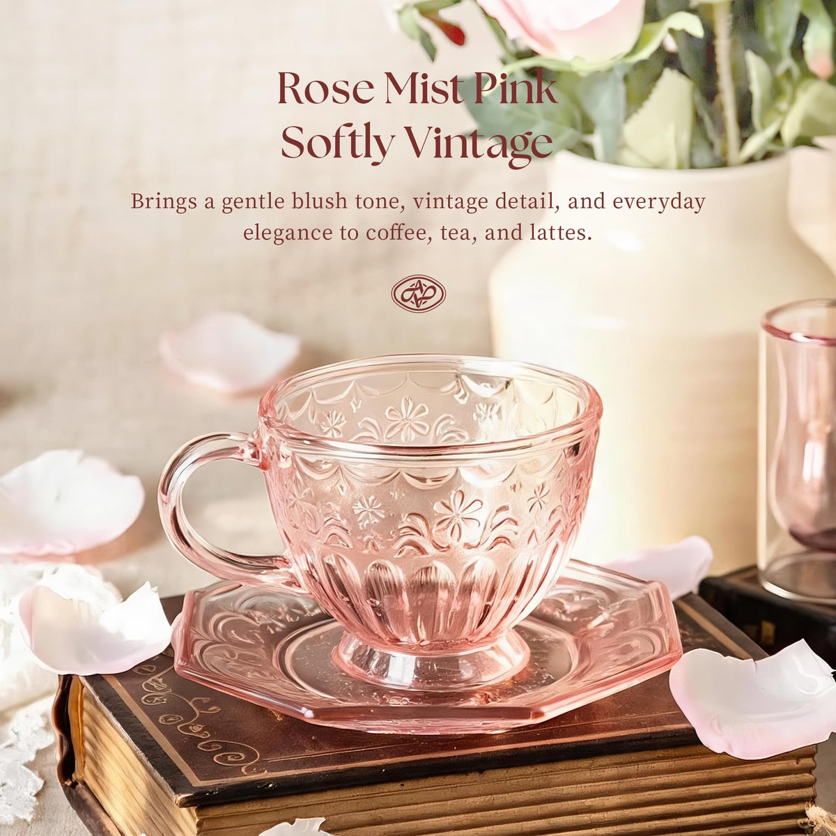 Glass Tea Cup and Saucer Set, 12 oz E926876
