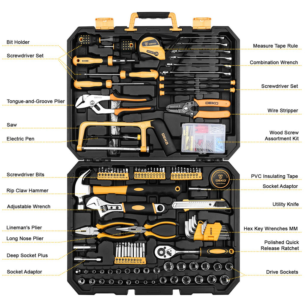 198 Piece Home Repair Tool Kit with Plastic Toolbox J17014