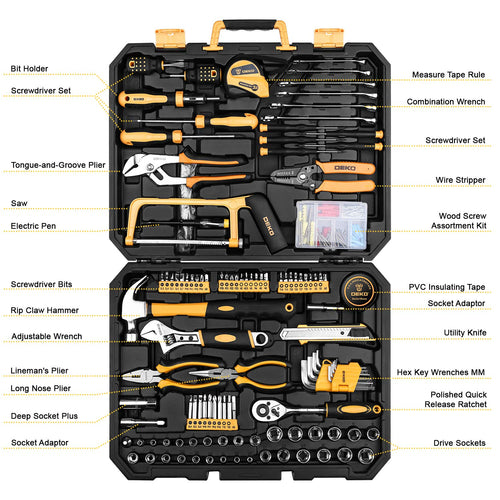 198 Piece Home Repair Tool Kit with Plastic Toolbox J17014