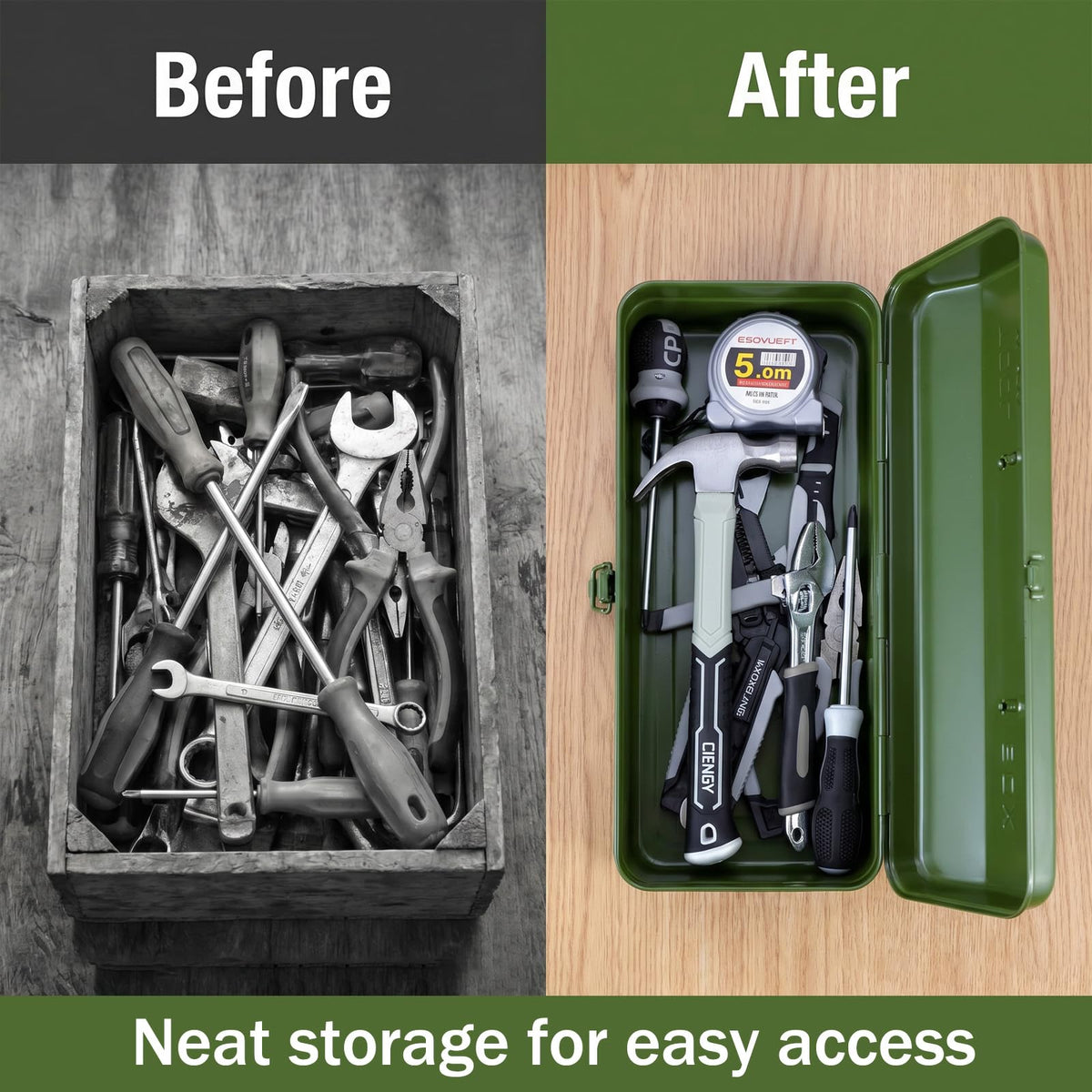 15-Inch Green Metal Storage Box with Lock P26582