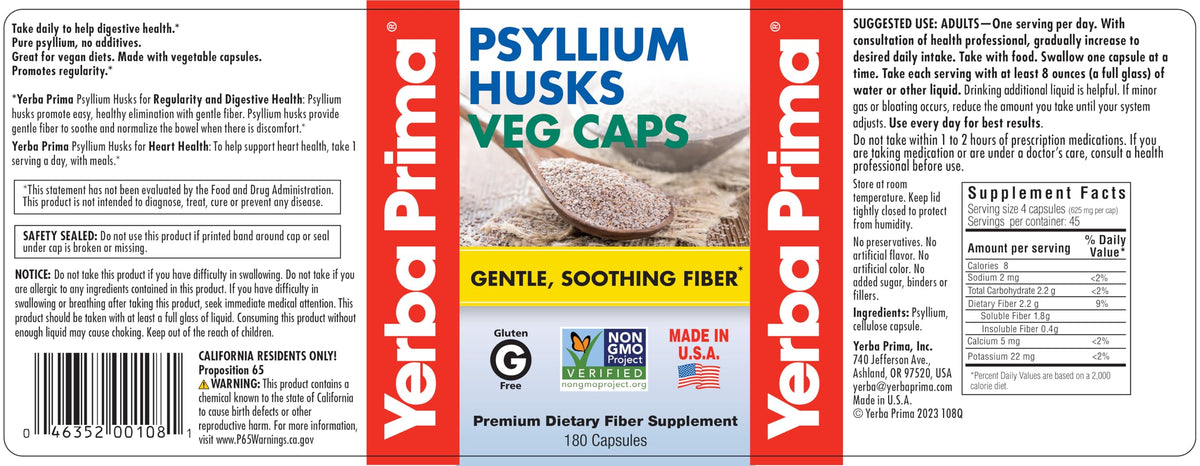Psyllium Husks 180 Veg Caps R10097