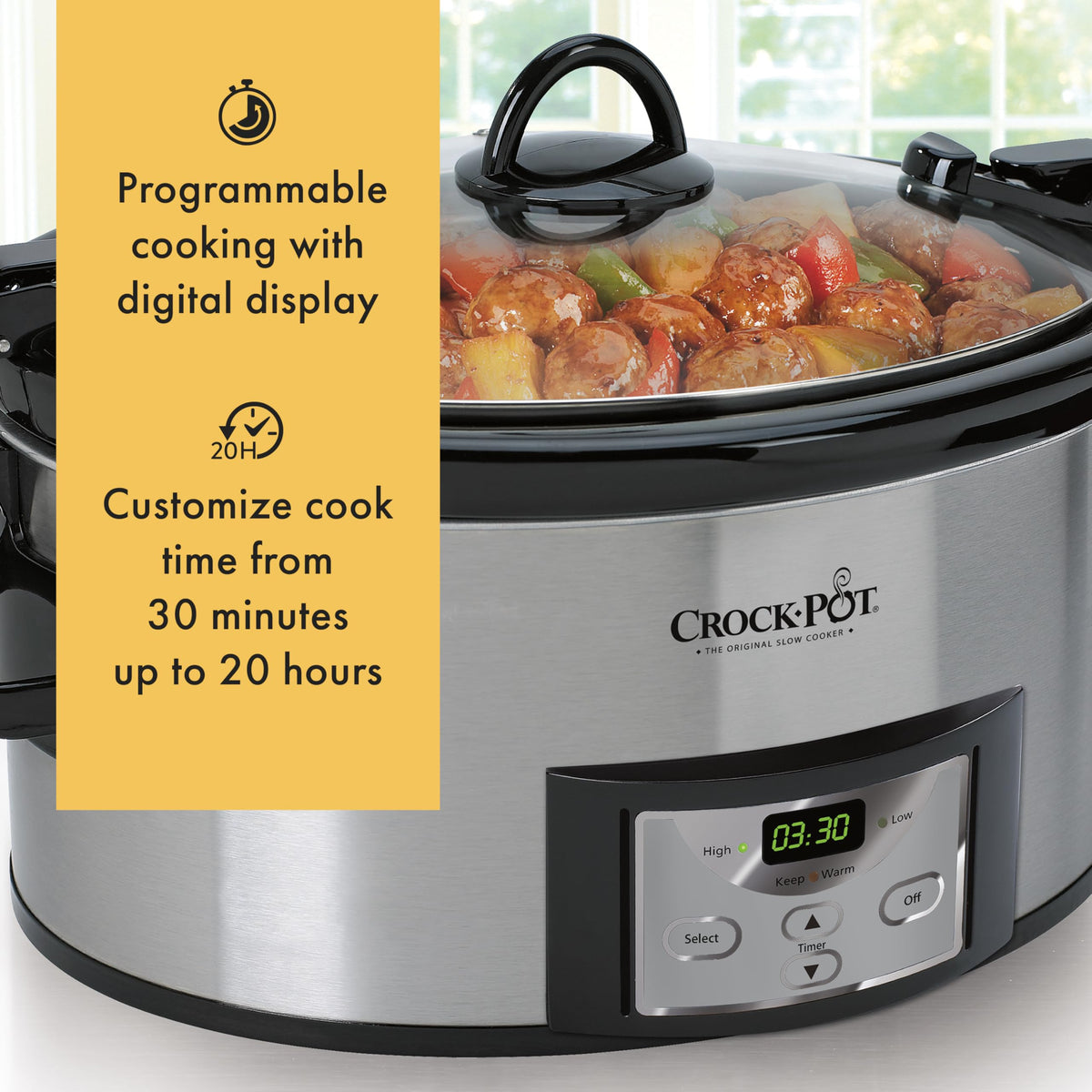 6 Quart Programmable Slow Cooker with Digital Timer Stainless Steel T98031