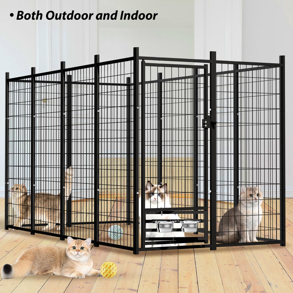 Large Outdoor Dog Kennel with Roof Cover J8889