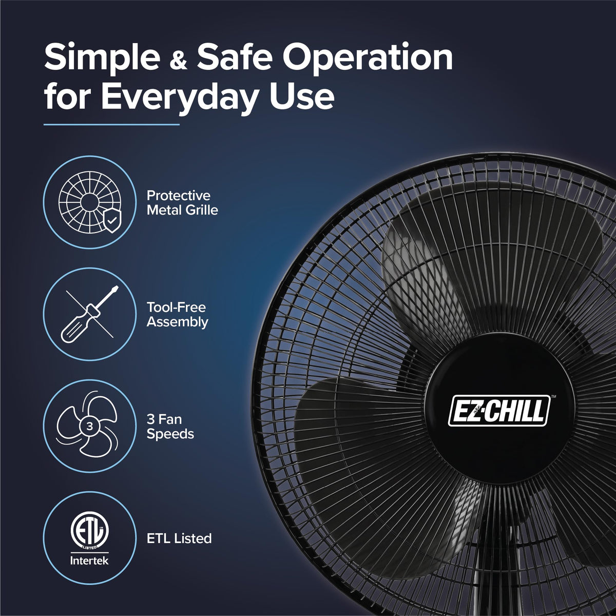 16" 3-Speed Oscillating Table Fan Black T25813