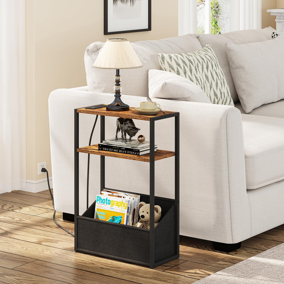 Narrow Side Table with Charging Station X31794