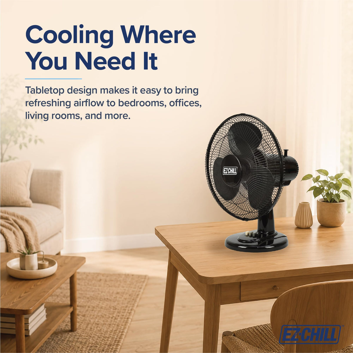 16" 3-Speed Oscillating Table Fan Black T25813