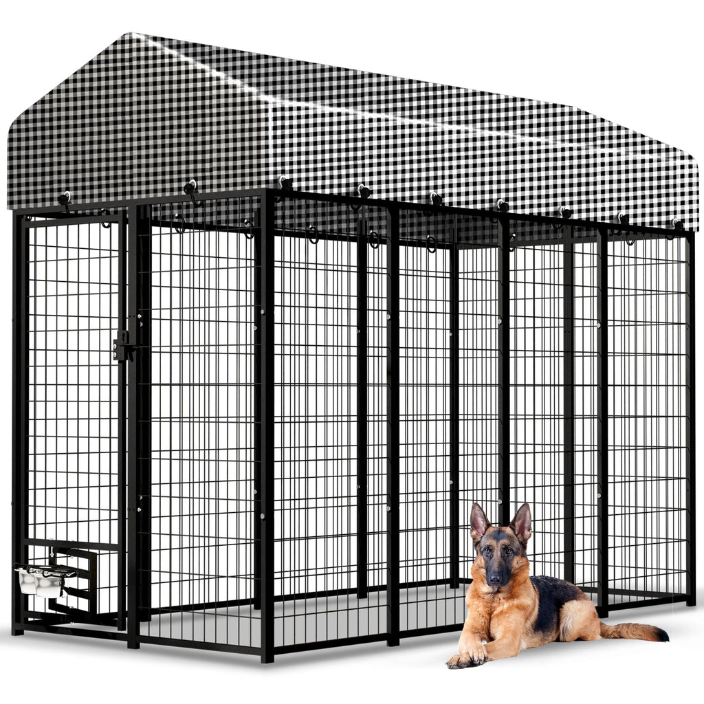 Large Outdoor Dog Kennel with Roof Cover J8889