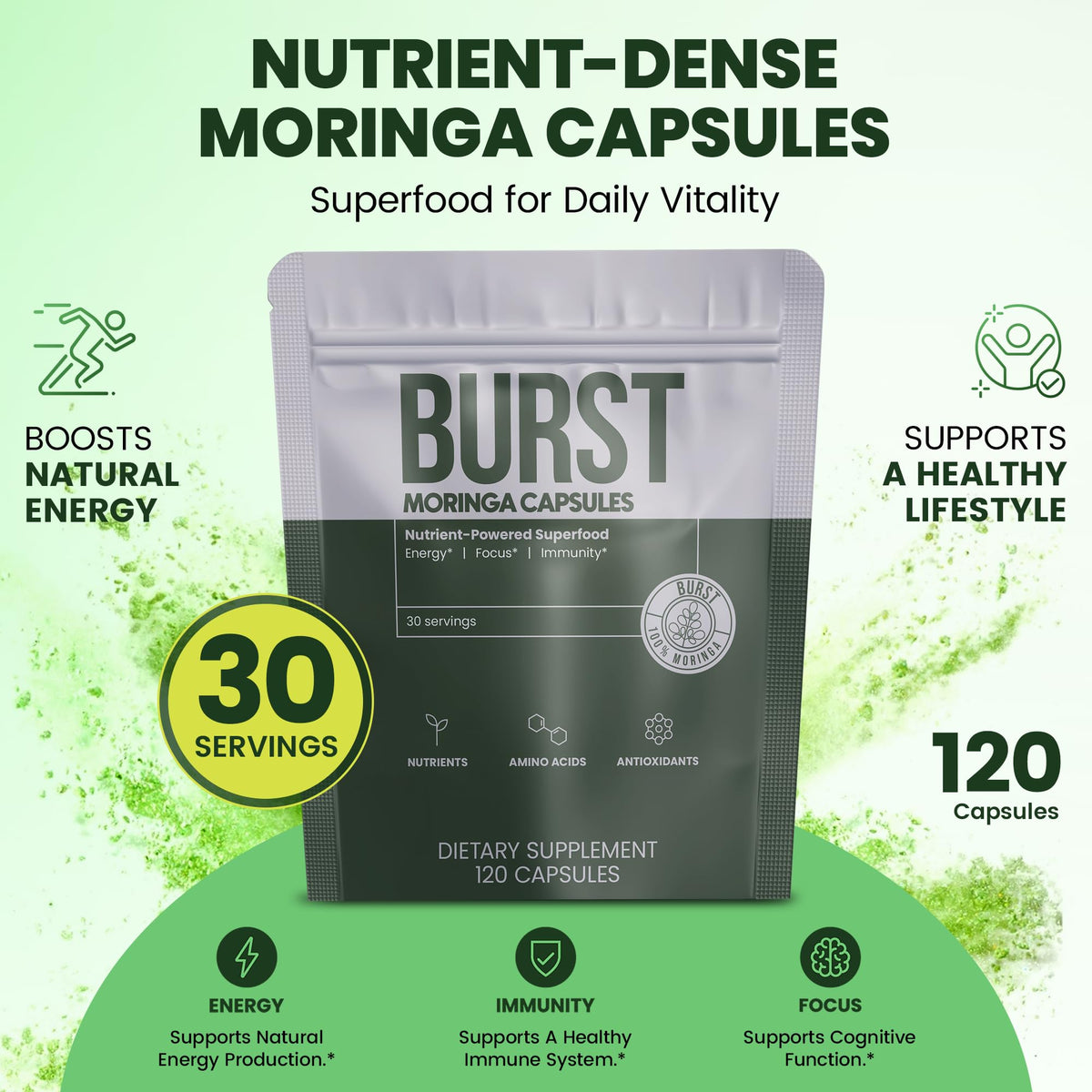 Organic Moringa Leaf Capsules 120 Ct I74754