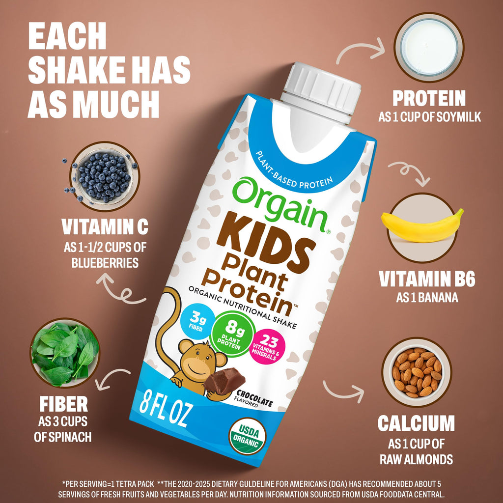 Organic Vegan Kids Protein Shakes Chocolate 8 Fl Oz 12 Pack X712760