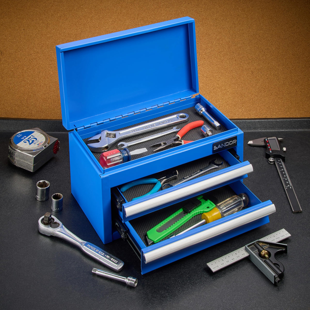 Blue Metal Tool Chest with 2 Drawers Y8734